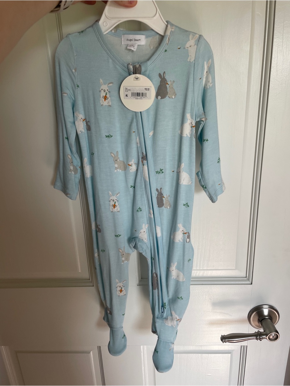 Angel Dear Light Blue Bunny Zip Footed One-Piece
